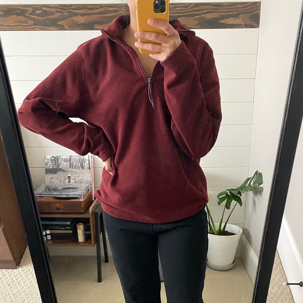maroon fleece half zip